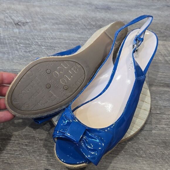 🐢 Franco Sarto Bright Blue Wedges. Size 11 Excellent Condition - Picture 5 of 6